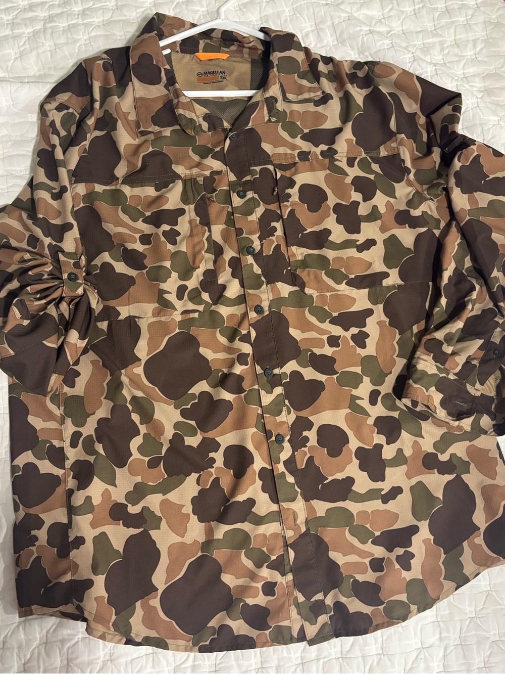 Magellan Brown, Olive & Tan Camo Button-Up Work Shirt